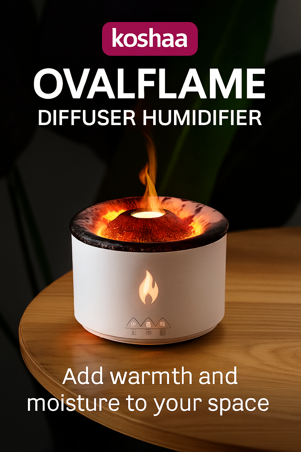 Ultrasonic Essential Oil Diffuser with Flame & Volcano Effect + Remote Control